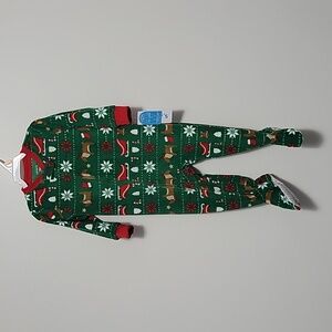 Carters Baby 12 Months Christmas Fleece Footed Onesie Sleeper 2 Way Zipper